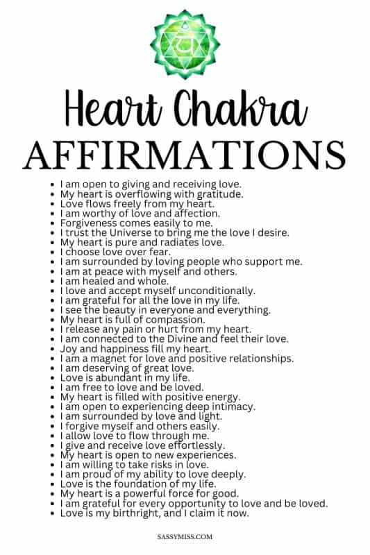 Heart Chakra Affirmations For Self Love And Healing Sassy Miss